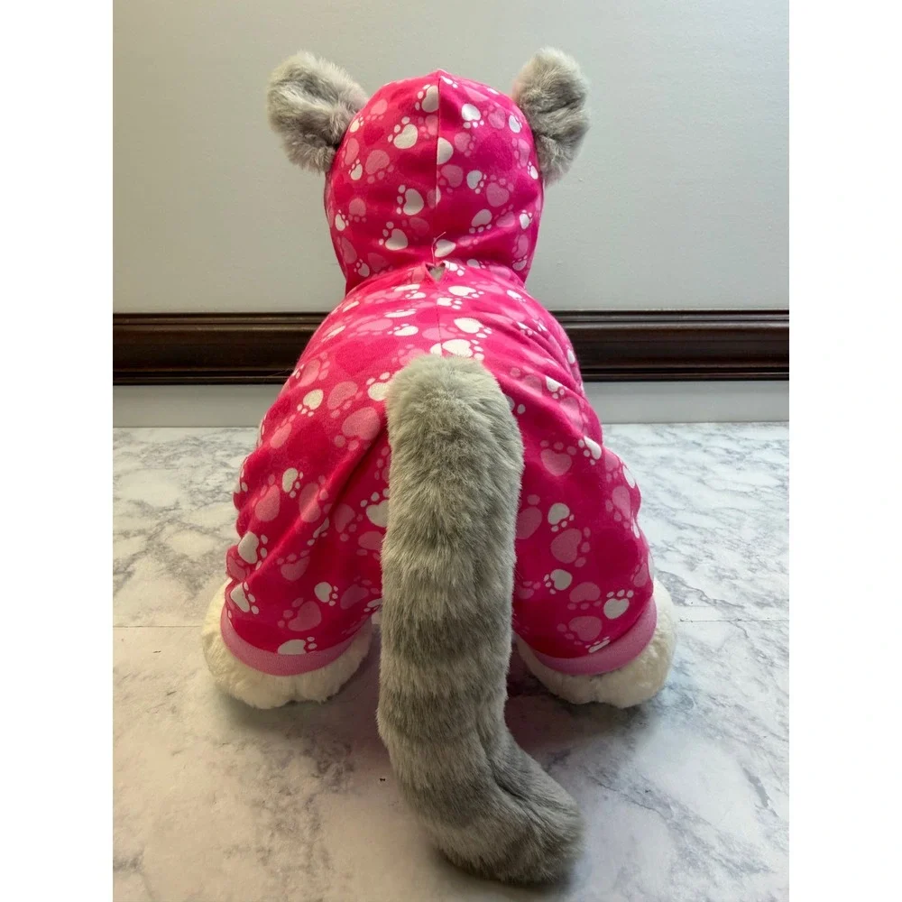Build A Bear Promise Pets Grey White Cat Heterochromia Blue Yellow Eyes Pink PJs